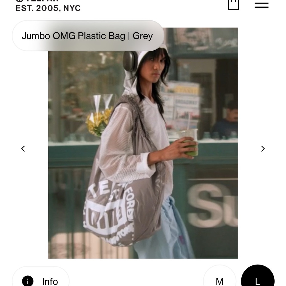 Telfar Jumbo OMG Plastic Bag | Grey - Picture 6 of 7